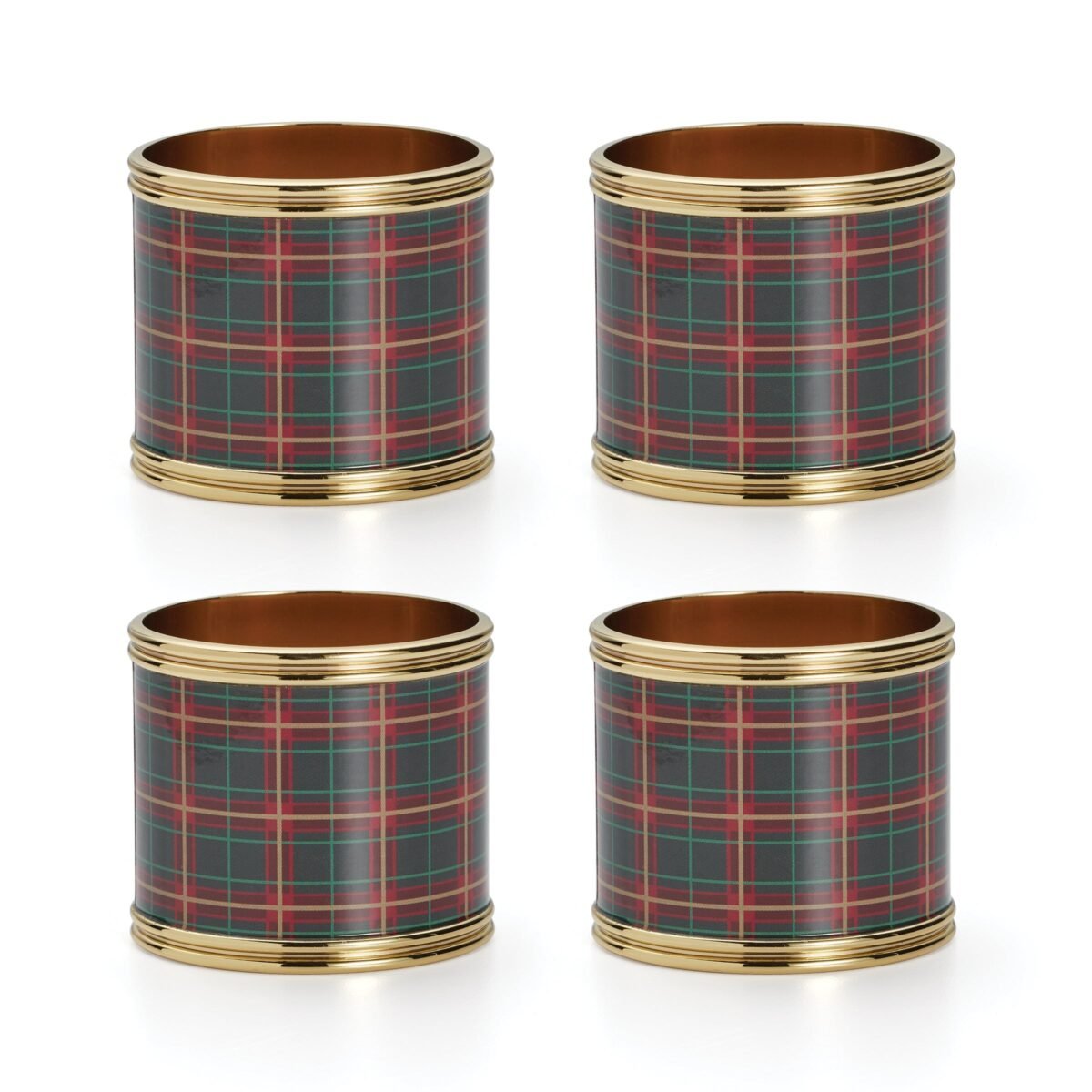 Holiday Nouveau Plaid Napkin Rings S/4